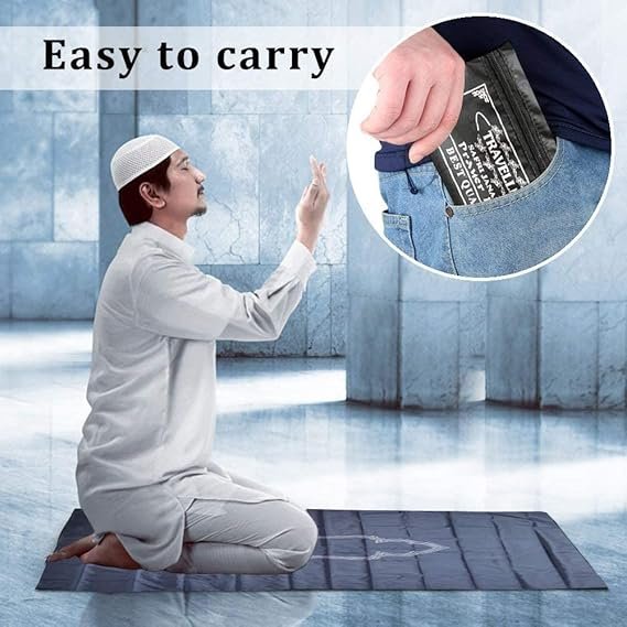 Muslims Bazaar Water Proof Pocket Friendly Polyester Safri Travel Prayer Mat