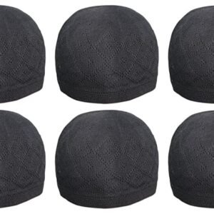 Muslims Bazaar Muslim Prayer Cap/Topi for Men Turkish Stylish Knitting Pack of 6pc