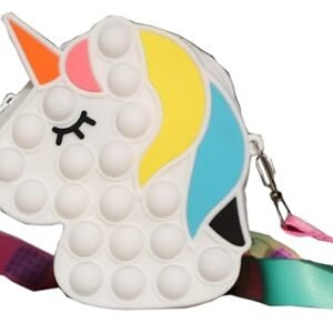 Muslims Bazaar Popit Purse for Girl, babies and kids, Mini Pop Purse design of Unicorn Pop Toy, Shoulder Bag Fidget Toys Pop Fidget Backpack Toy for School Bag Silicone Pop