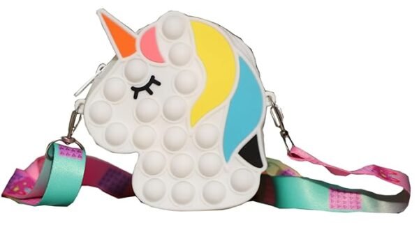 Muslims Bazaar Popit Purse for Girl, babies and kids, Mini Pop Purse design of Unicorn Pop Toy, Shoulder Bag Fidget Toys Pop Fidget Backpack Toy for School Bag Silicone Pop