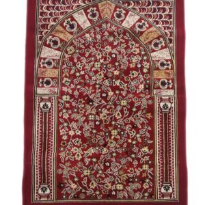 Muslims Bazaar Modern Floral Premium Carpet Mat Made with Yarn and Anti-Skid Base (King, Red)